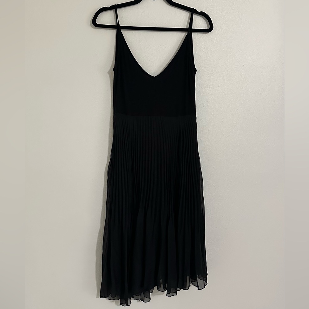 See You Monday Black Pleated Asymmetrical Dress